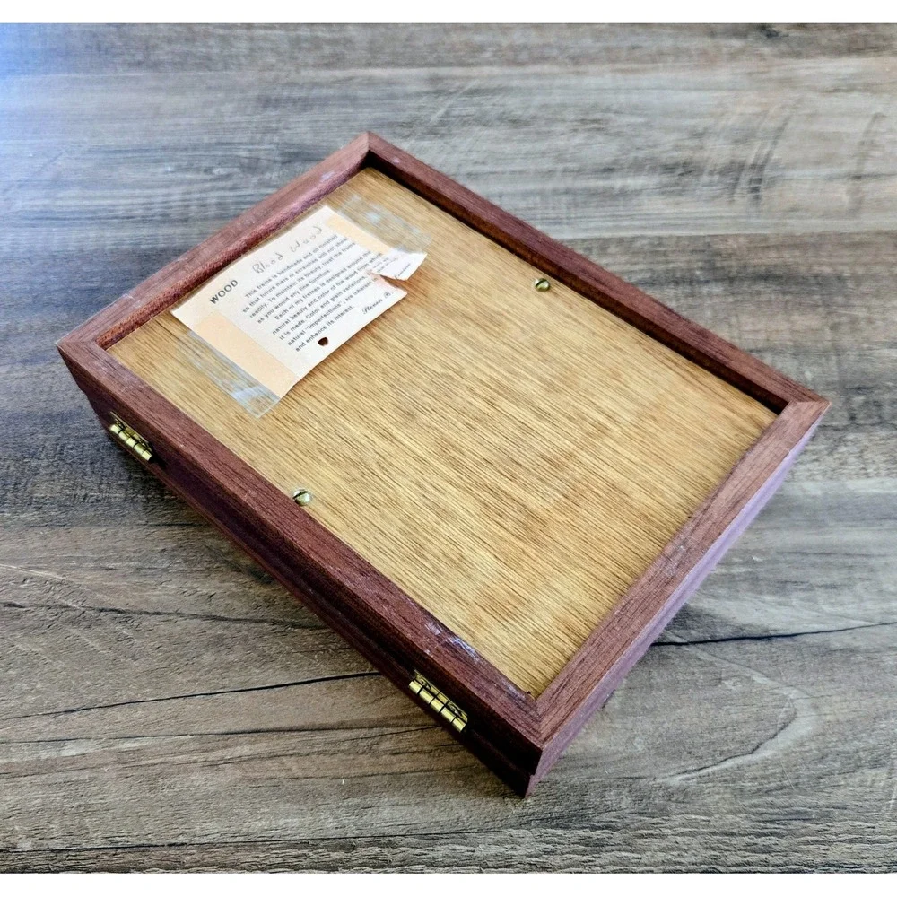 VTG Handcrafted Blood Wood Hinged Double 4x6 Photo Frame By Steven B. Levine